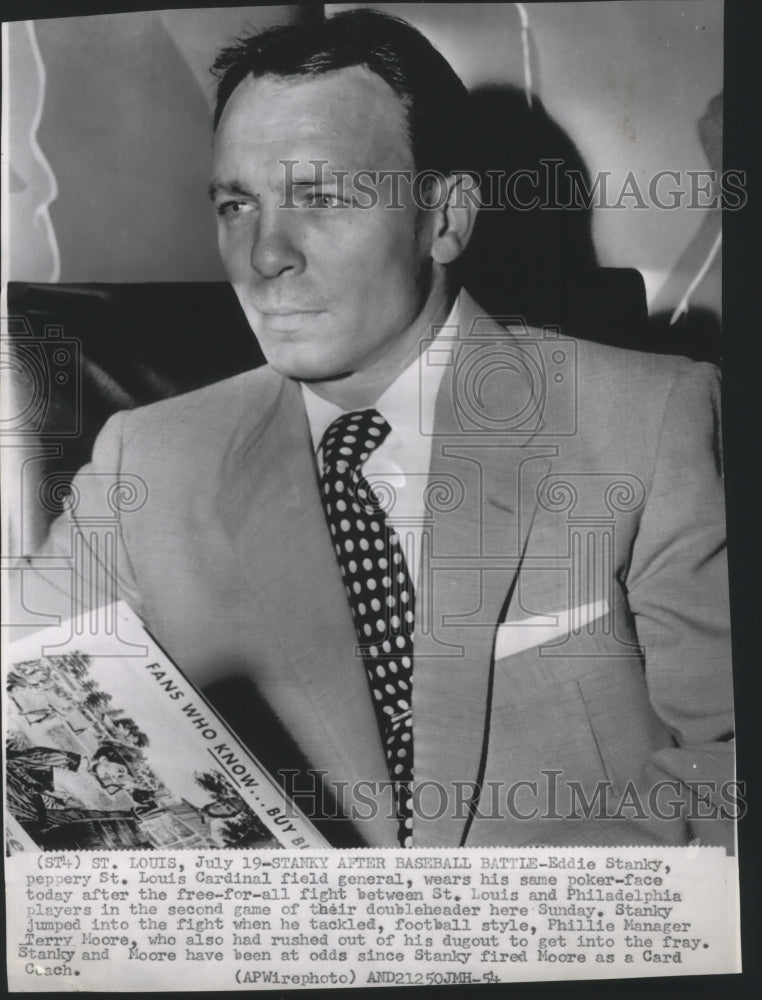 1954 Press Photo Eddie Stanky, St. Louis Cardinals baseball field general- Historic Images