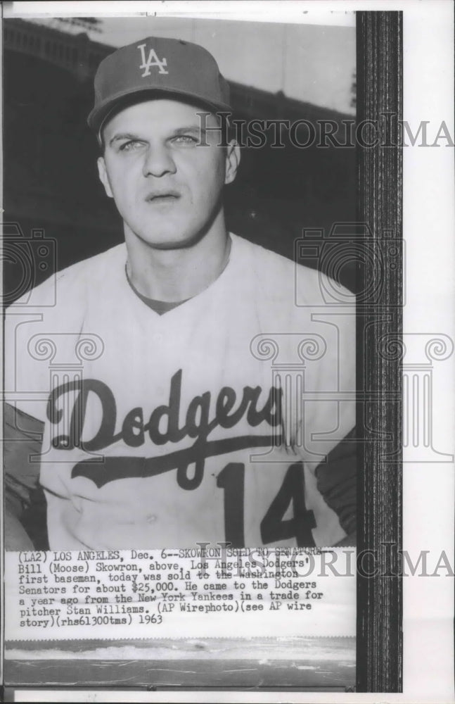 1963 Press Photo LA Dodgers baseball&#39;s Bill &quot;Moose&quot; Skowron traded to Senators- Historic Images