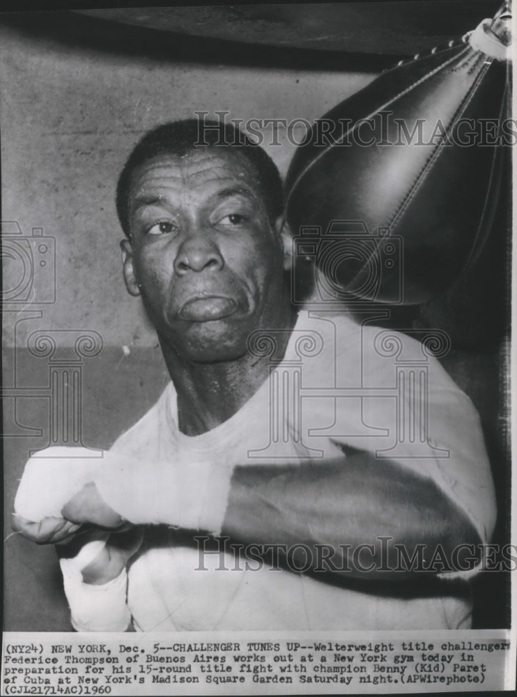 1980 Press Photo Boxer, Federico Thompson, prepares for title fight in New York- Historic Images