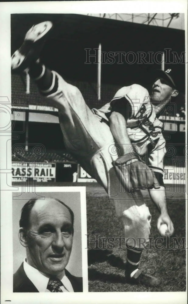 1976 Press Photo Baseball player Warren Spahn pitches the ball - sps12779- Historic Images