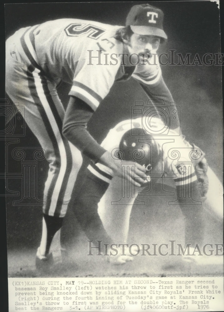 1876 Press Photo Texas Ranger Roy Smalley watches as Frank White slides in- Historic Images