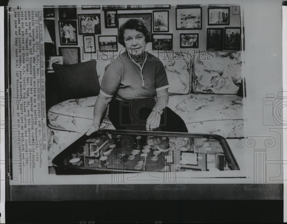 1964 Press Photo Golfer Mr.s Estelle Lawson Page with her trophies. - sps13056- Historic Images