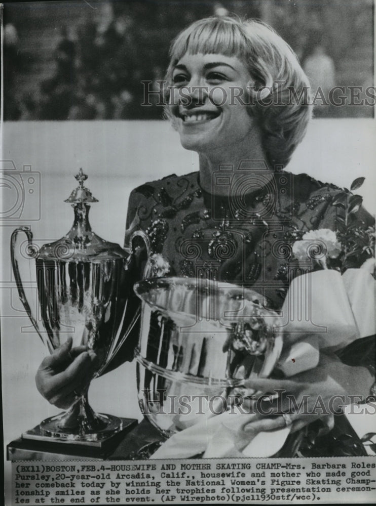 1962 Press Photo Barbara Roles Pursley with her skating trophies - sps13664- Historic Images