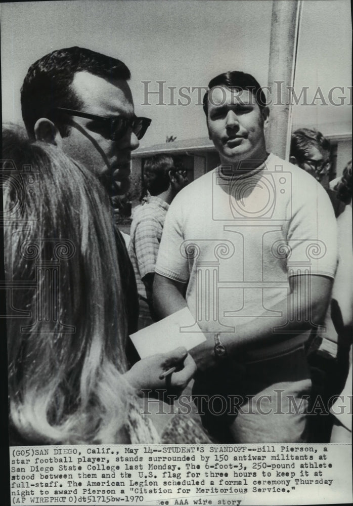 1970 Press Photo San Diego State football star, Bill Pierson - sps13697- Historic Images