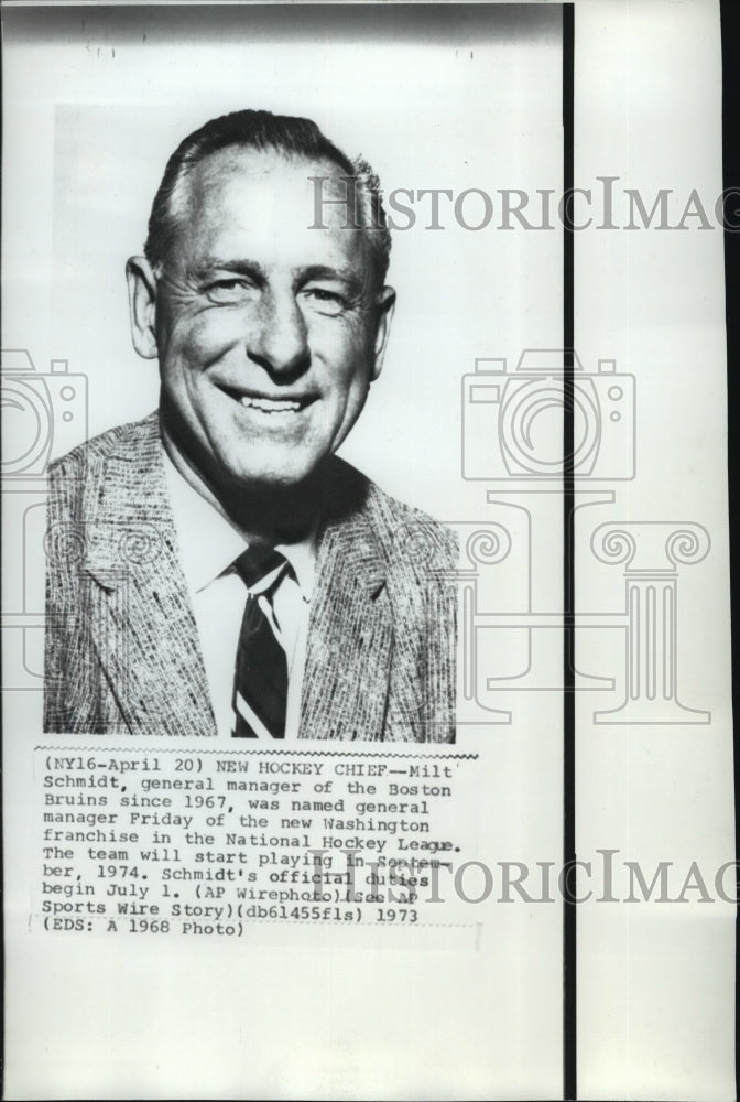 1968 Press Photo Milt Schmidt, new Washington hockey franchise general manager- Historic Images