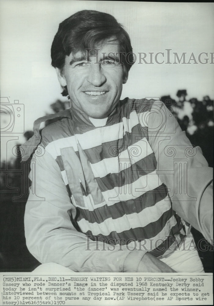 1970 Press Photo Jockey Bob Ussery rode Dancer&#39;s Image at Kentucky Derby- Historic Images