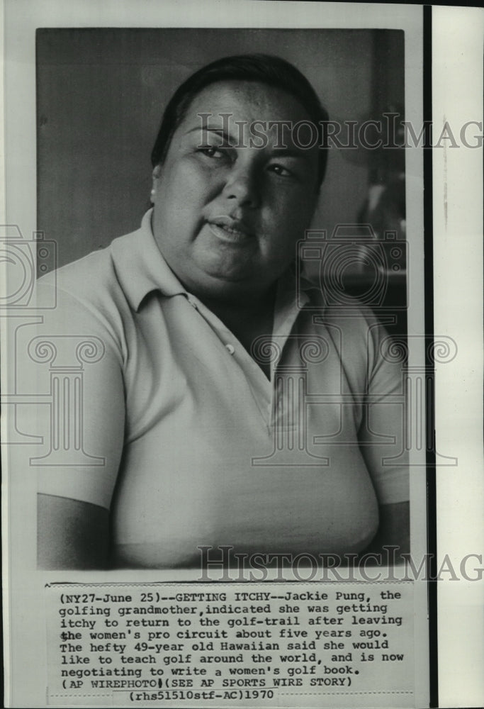 1970 Press Photo Hawaiian professional golfer, Jackie Pung - sps14201- Historic Images