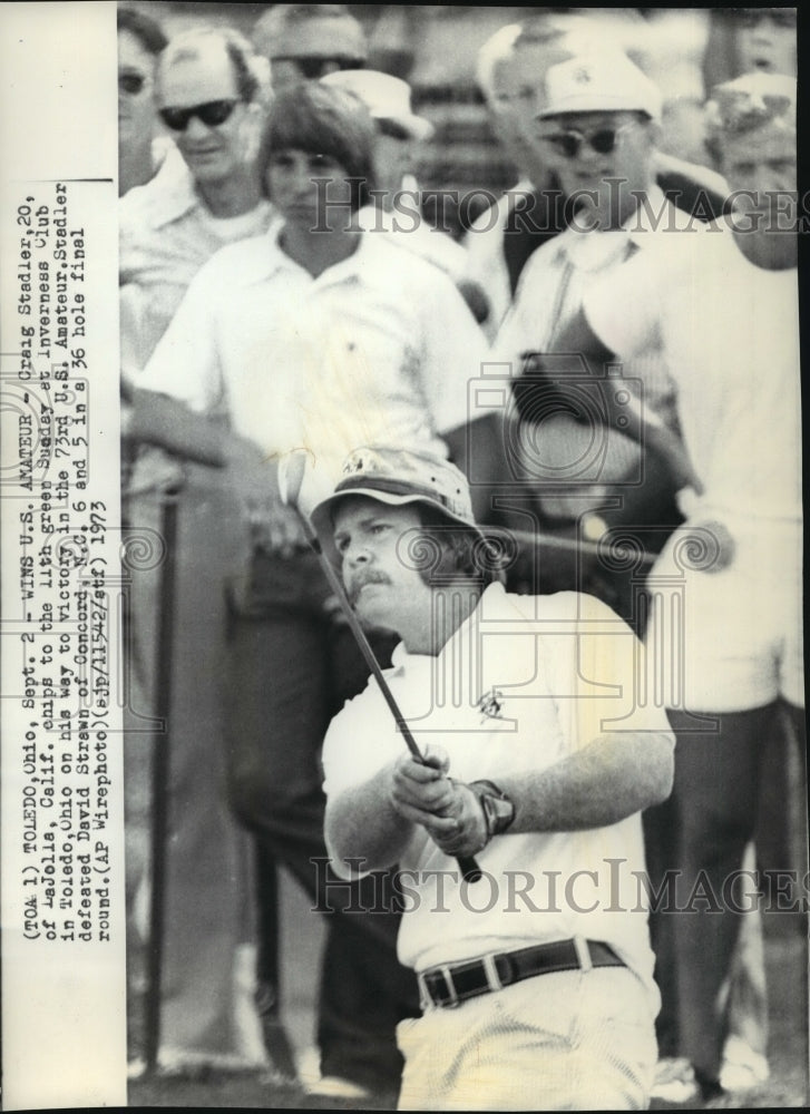 1975 Press Photo Golfer Craig Stadler hits the ball in Toledo, Ohio tournament- Historic Images