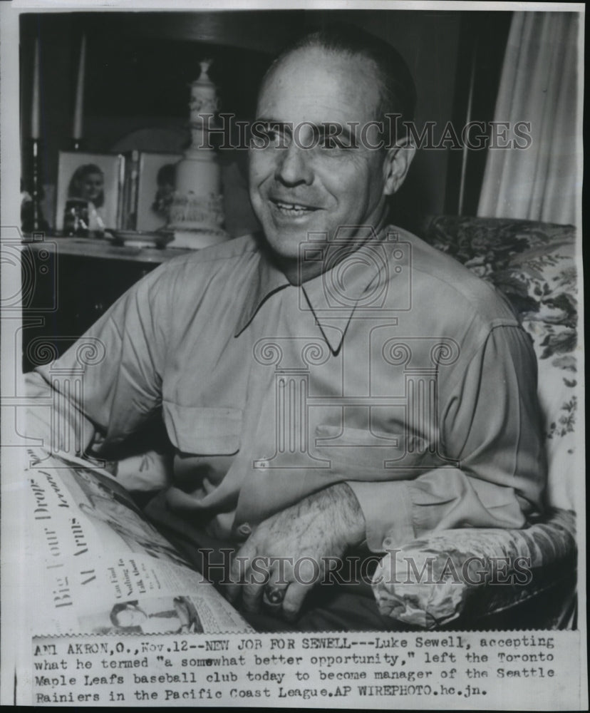 1955 Press Photo Baseball Luke Sewell new manager of the Seattle Rainiers- Historic Images