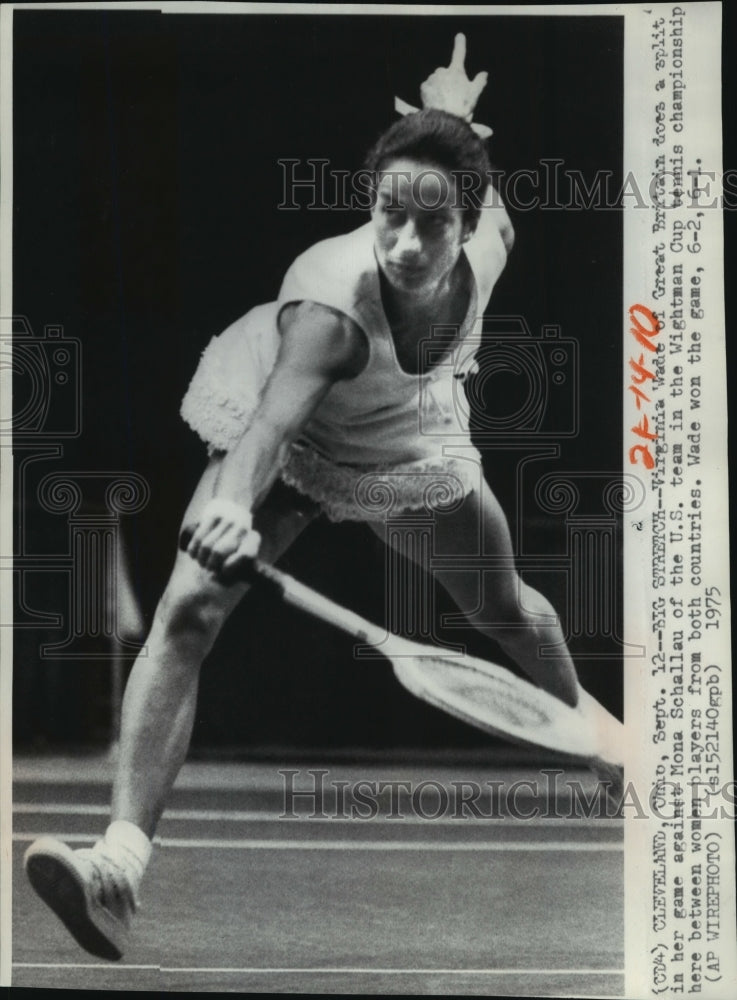 1975 Press Photo Tennis player Virginia Wade of Great Britain in Wightman Cup- Historic Images