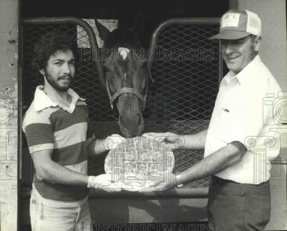 1979 Press Photo Randy Colton, Playfair&#39;s leading horse rider and Joe Rizzuto- Historic Images