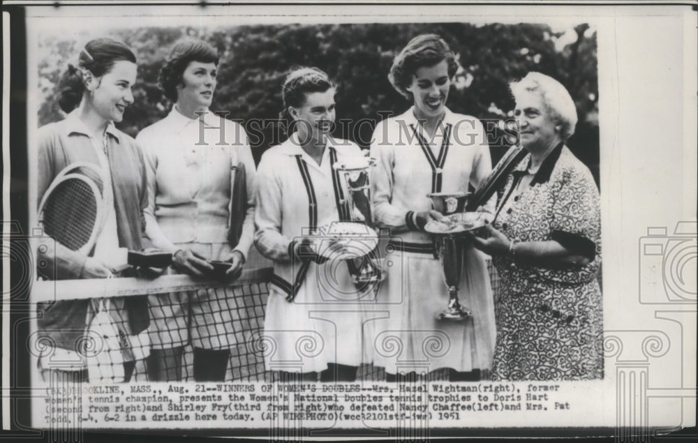 1951 Press Photo Winners of Women&#39;s National Doubles Tennis Tournament- Historic Images