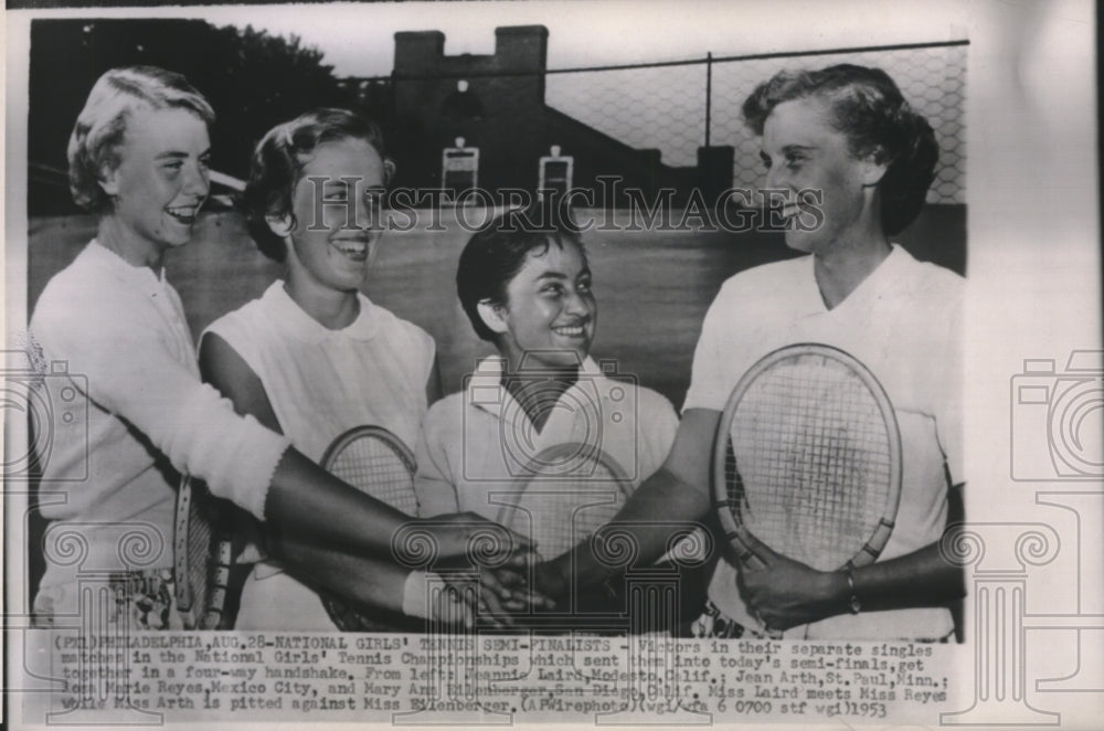 1953 Press Photo Victors in Singles in the National Girls&#39; Tennis Championship- Historic Images