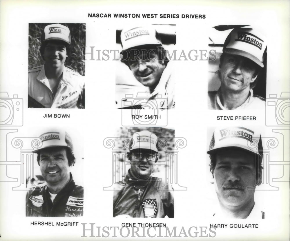 1983 Press Photo Drivers Jim Bown, Roy Smith, Steve Pfiefer, and others.- Historic Images