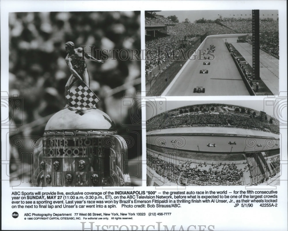 1990 Press Photo Promotion for Indianapolis 500 on ABC Network - sps15062- Historic Images