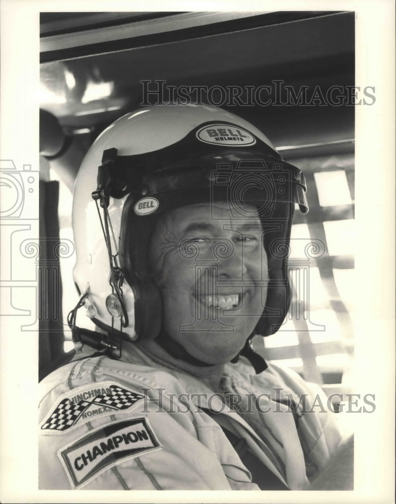 1987 Press Photo Auto Racer Bill Schmitt In His Car - sps15466- Historic Images