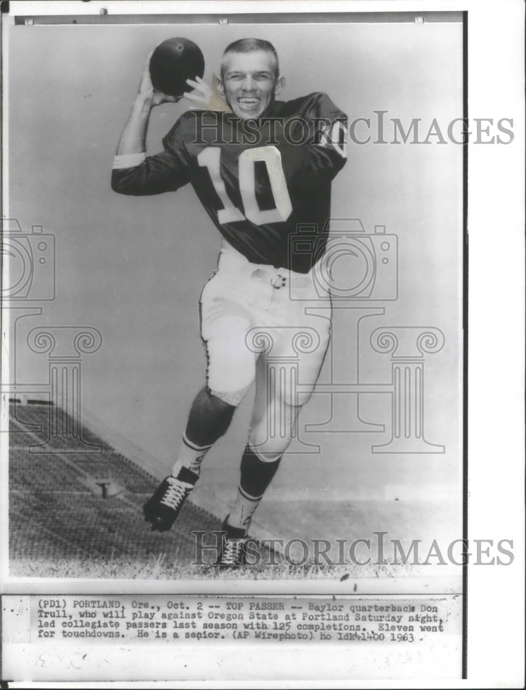 1963 Press Photo Baylor senior quarterback Don Trull threw 11 touchdown passes- Historic Images