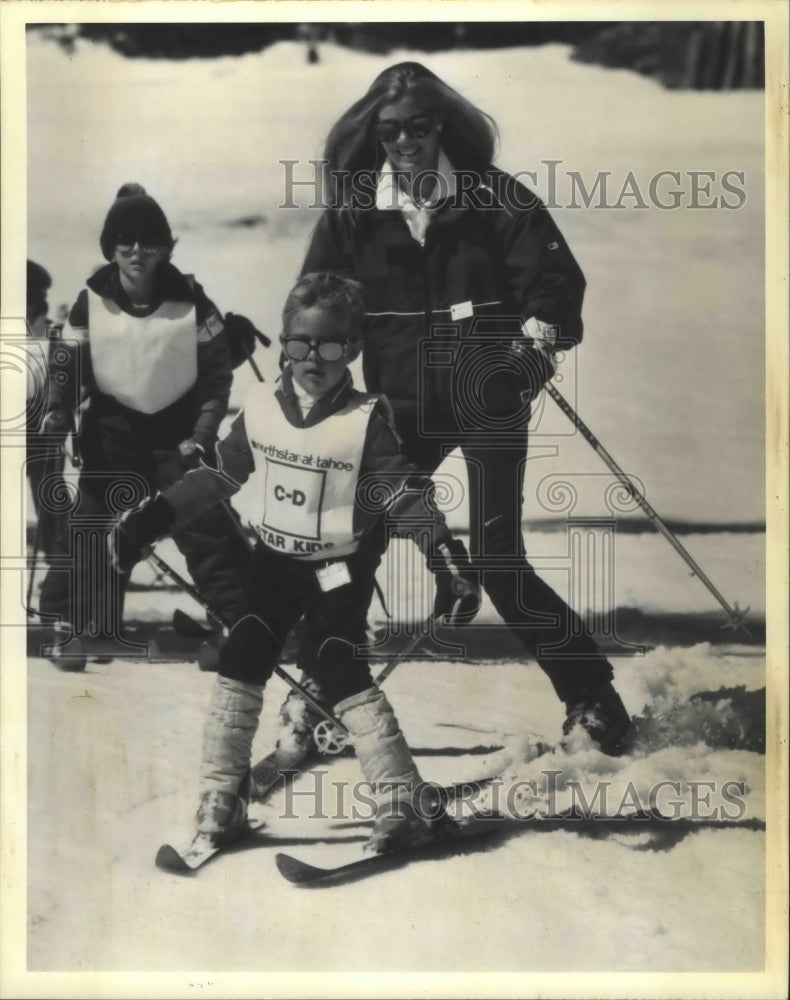 1990 Press Photo Children Learning to Ski at Northstar-At-Tahoe&#39;s Ski School- Historic Images