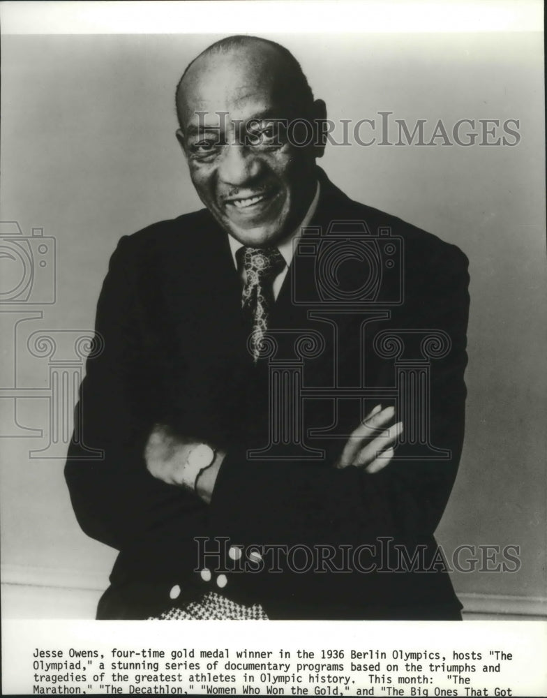 1979 Press Photo Olympic hero Jesse Owens, host of &quot;The Olympiad&quot; documentary- Historic Images