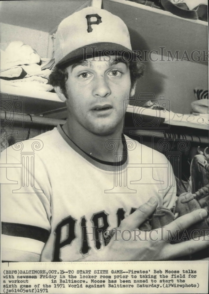 1971 Press Photo Pittsburgh Pirates Baseball Player Bob Moose - sps16133- Historic Images