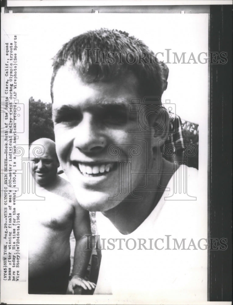 1964 Press Photo Swimmer and Olympic qualifier Dick Roth of Santa Clara- Historic Images