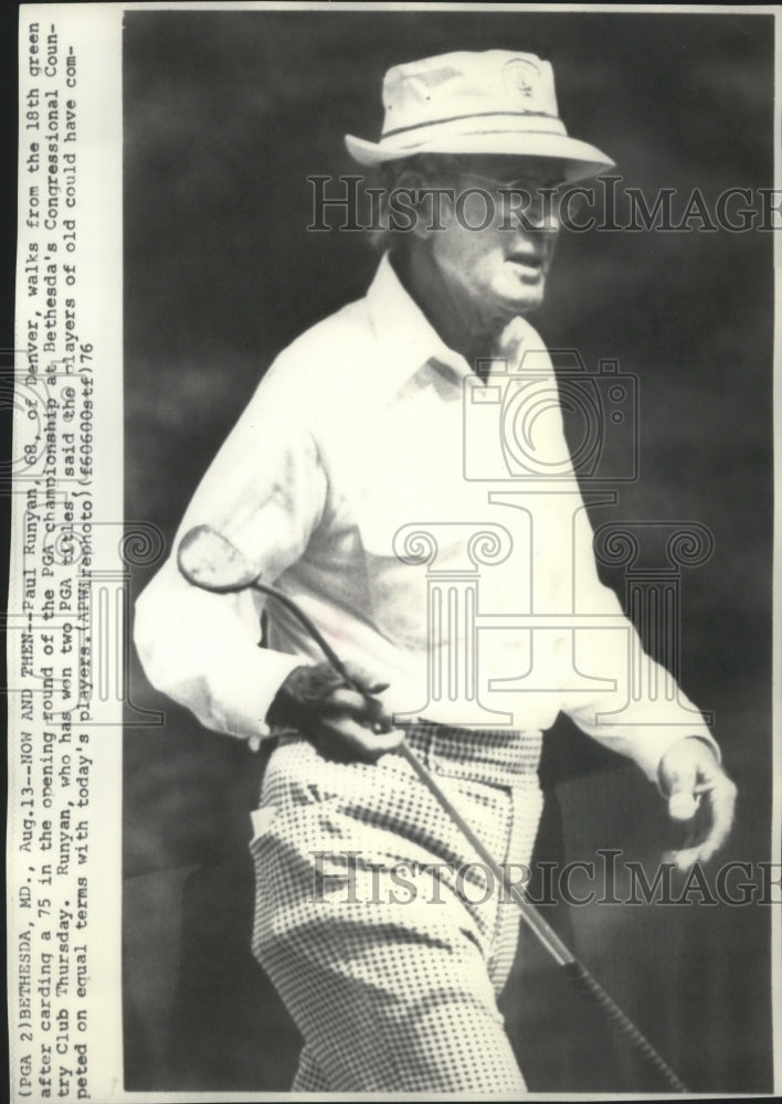 1976 Press Photo GolferPaul Runyan, 68, at PGA Championship at Congressional- Historic Images