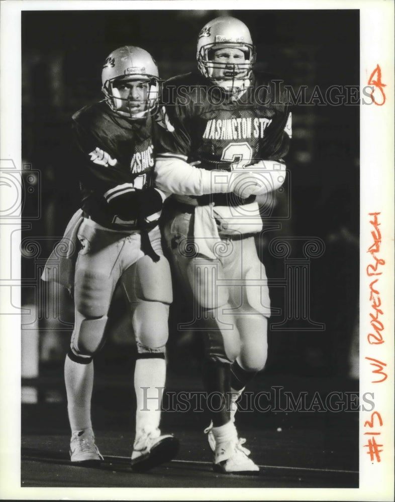 1988 Press Photo Washington State players Timm Rosenbach and Victor Wood- Historic Images