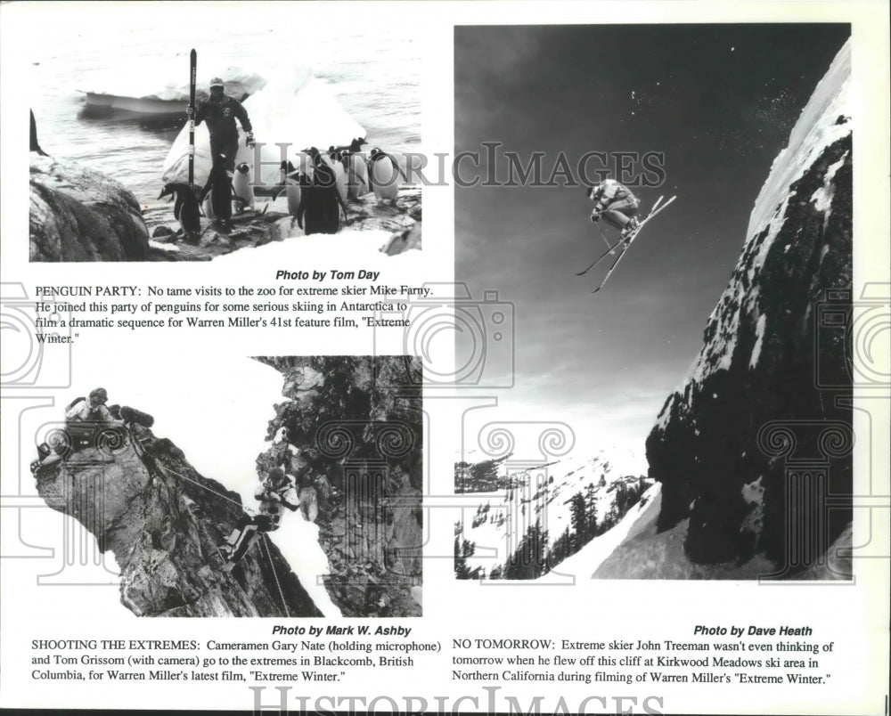 1990 Press Photo Extreme Skier Mike Farny filmed in extreme locations- Historic Images