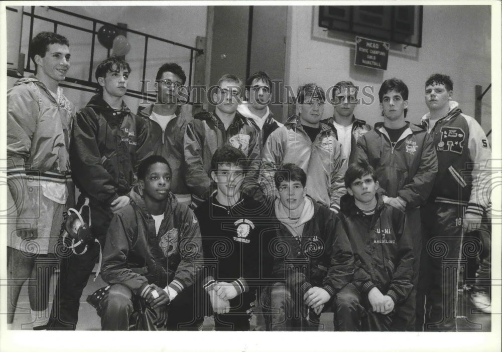 1991 Press Photo All-Greater Spokane League Wrestling District Champions- Historic Images