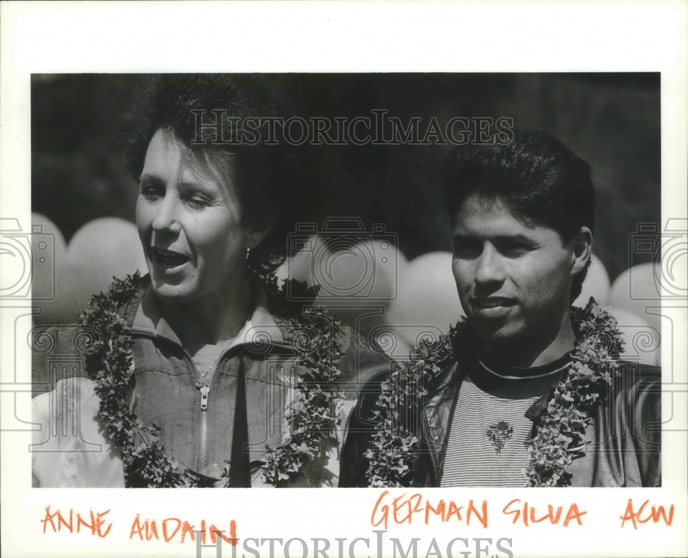 1990 Press Photo Bloomsday champs Anne Audain and German Silva- Historic Images