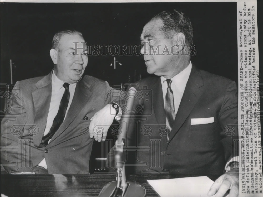 1960 Press Photo James Norris, boxing promoter and lawyer appear before Senate- Historic Images