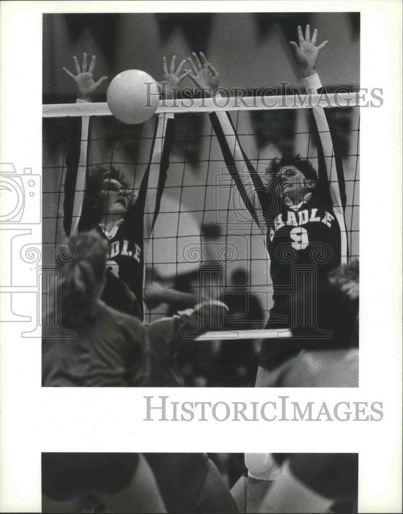 1987 Press Photo Shadle volleyball players Molly Fitzgerald and Jennifer Moran- Historic Images