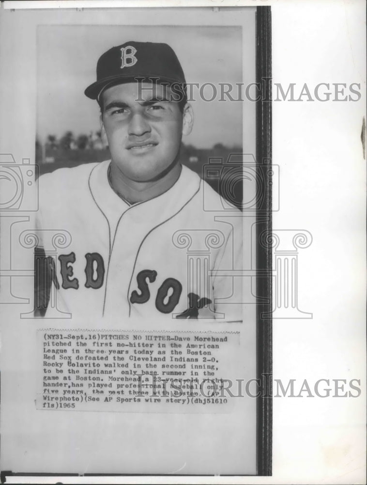 1965 Press Photo Boston Red Sox baseball pitcher, Dave Morehead- Historic Images