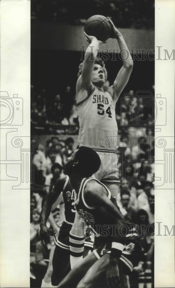 1982 Press Photo #54 Brian Rheingans, Shadle High basketball, makes jump shot- Historic Images