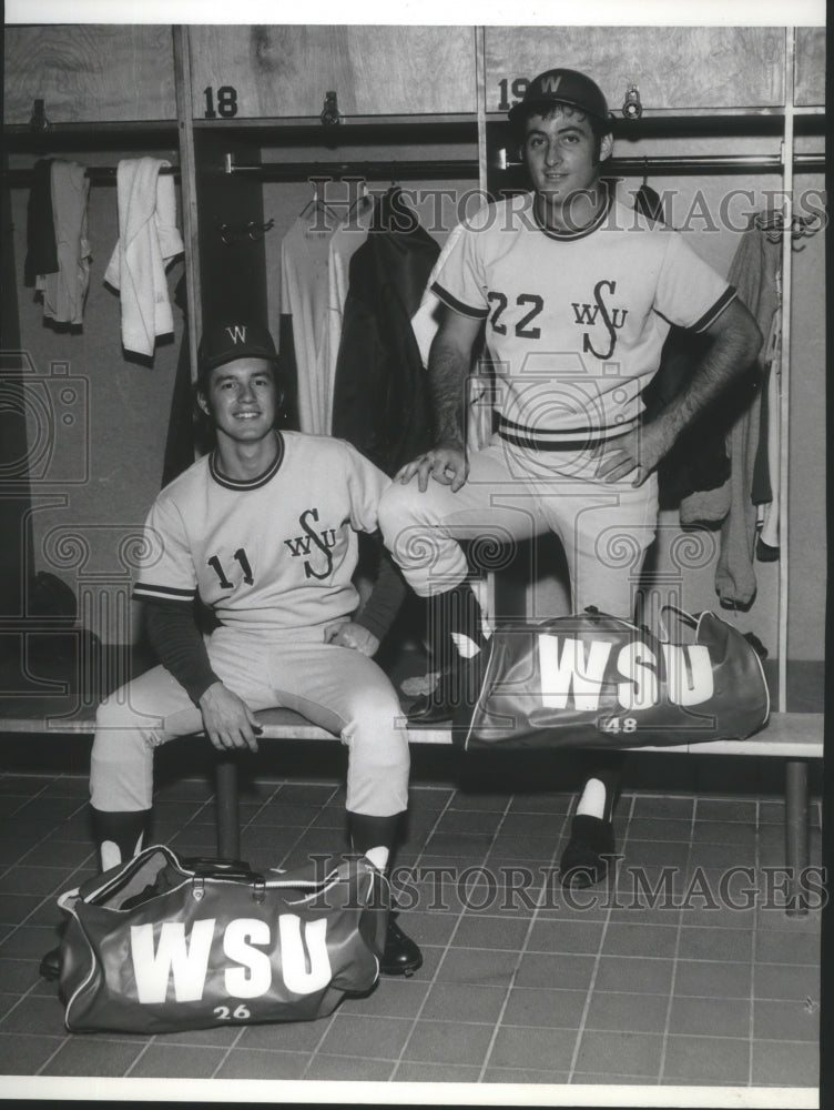 1973 Press Photo Dave Wright and Doug Simon Washington State Univ baseball.- Historic Images