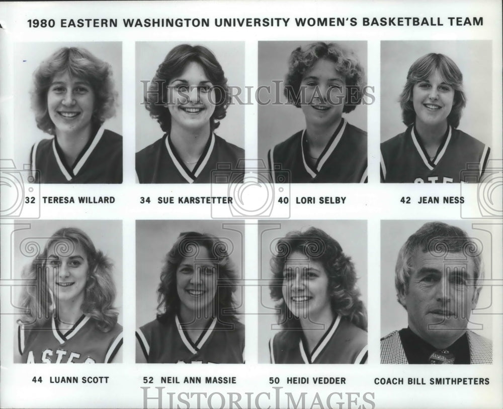 1980 Press Photo Eastern Washington Women&#39;s basketball team pose individually- Historic Images