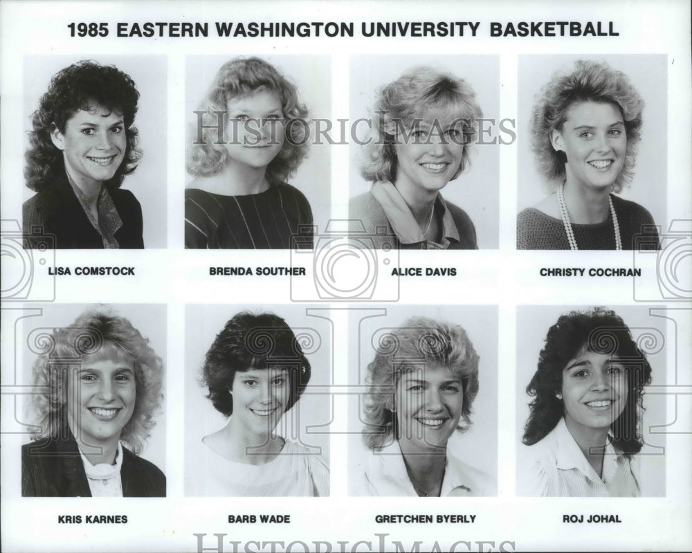 1985 Press Photo Eastern Washington Women&#39;s basketball team pose individually- Historic Images