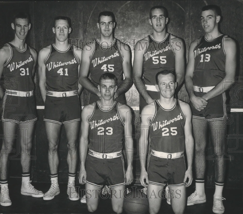 1963 Press Photo Whitworth College Basketball Coach Dick Kamm and team- Historic Images