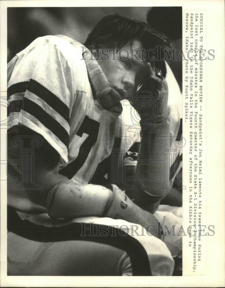 1987 Press Photo Football-Jon Neimi, Sandpoint, laments loss in state title game- Historic Images