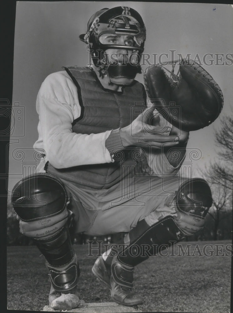 1955 Press Photo Larry Kornberg, baseball catcher. - sps20007- Historic Images