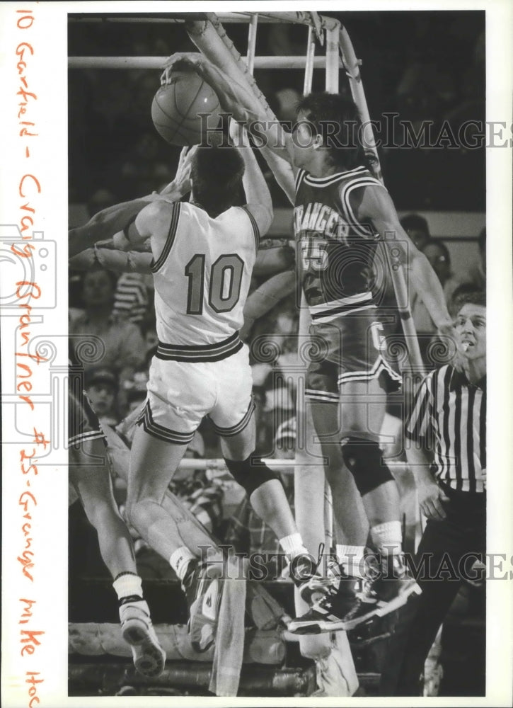 1990 Press Photo Granger&#39;s Mike Hocking Blocks Craig Brantner&#39;s Shot - sps20505- Historic Images