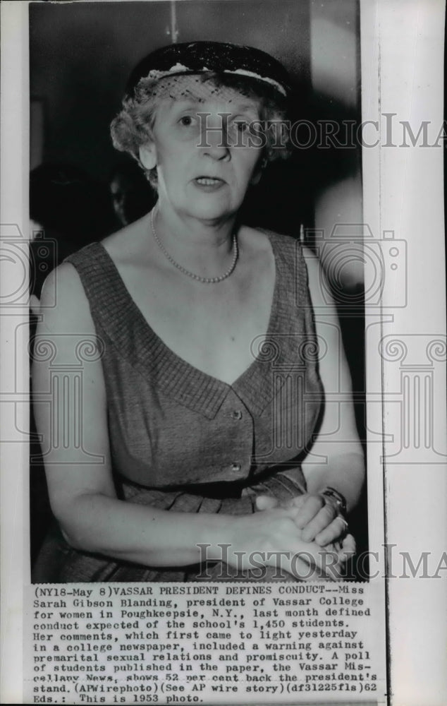 1962 Press Photo Miss Sarah Gibson Blanding, president of Vassar College- Historic Images