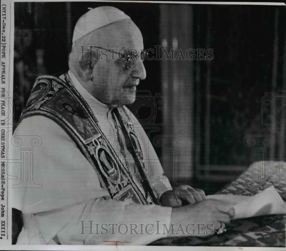 1962 Wire Photo Pope John XXIII giving his Christmas message - spw01894- Historic Images