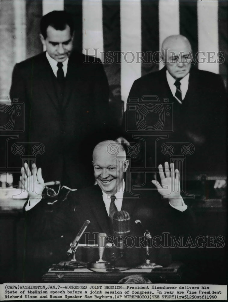 1960 Press Photo President Eisenhower delivers his State of the Union speech- Historic Images