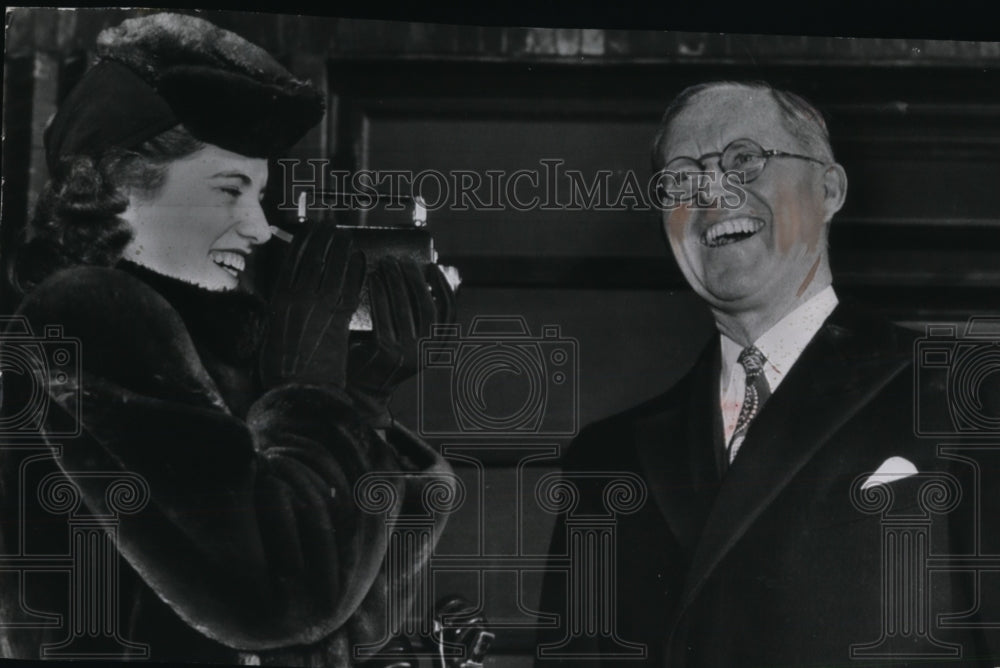 1940 Press Photo Joseph P. Kennedy being photographed by his daughter, Eunice- Historic Images