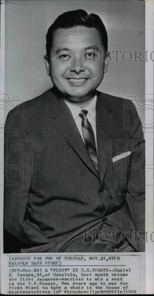 1962 Press Photo Sen. Daniel Inouye, first Japanese-American in the U.S. Senate- Historic Images