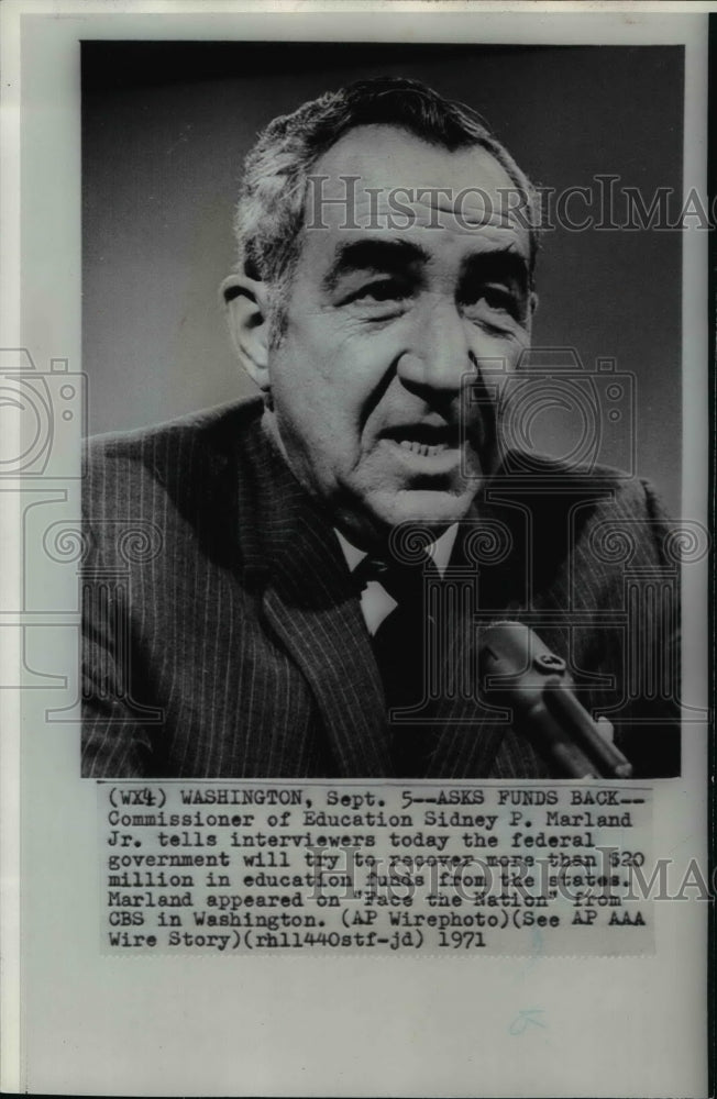 1971 Press Photo Commissioner of Education, Sidney P. Marland Jr. - spw05020- Historic Images