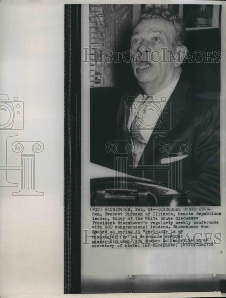 1959 Press Photo Sen. Everett Dirksen of Illinois Senate Republican Leader.- Historic Images