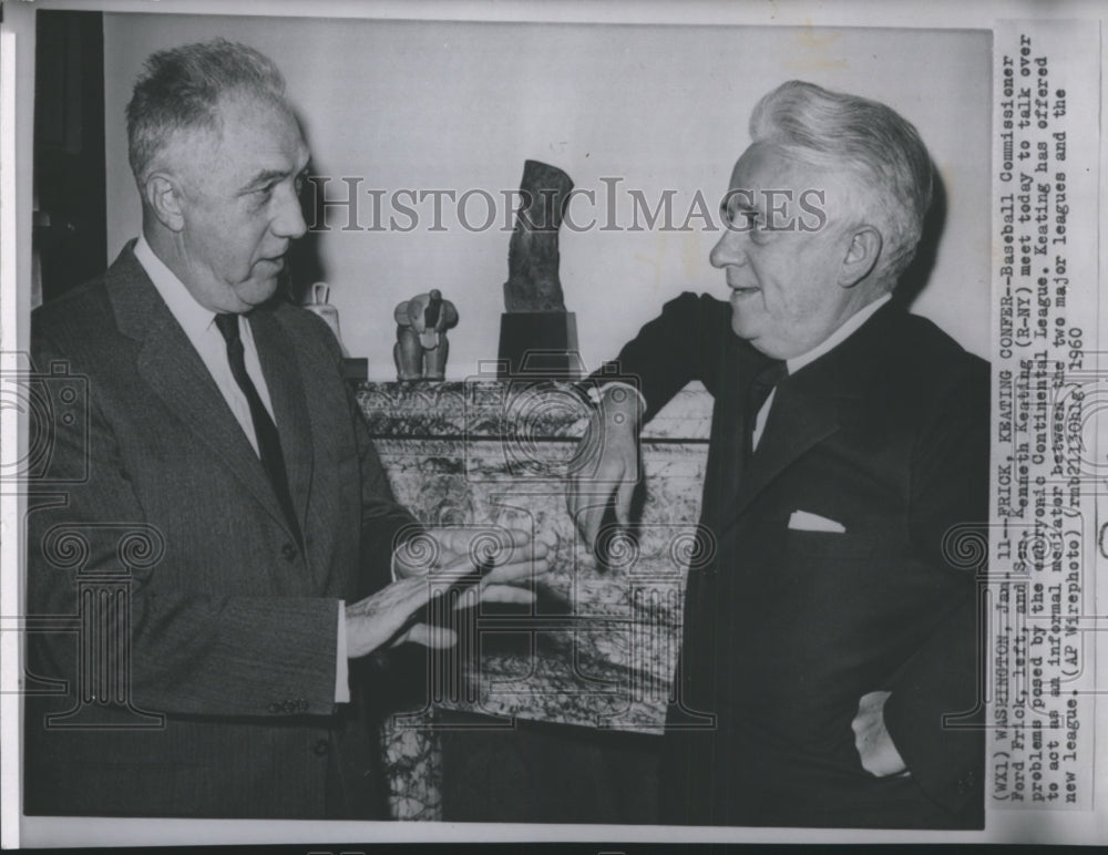 1960 Press Photo Baseball Commissioner Ford Frick and Sen. Kenneth Keating- Historic Images