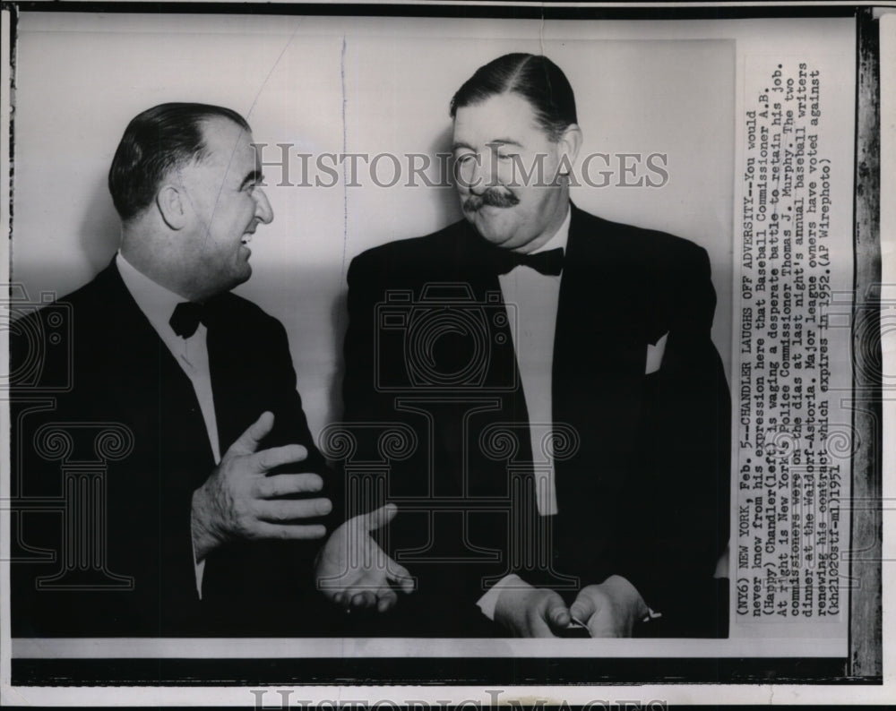 1951 Press Photo Baseball Commissioner A.B. Chandler and Thomas J. Murphy- Historic Images